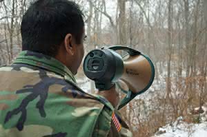 The Blue Ocean Megaphone is used by the Military and Law Enforcement